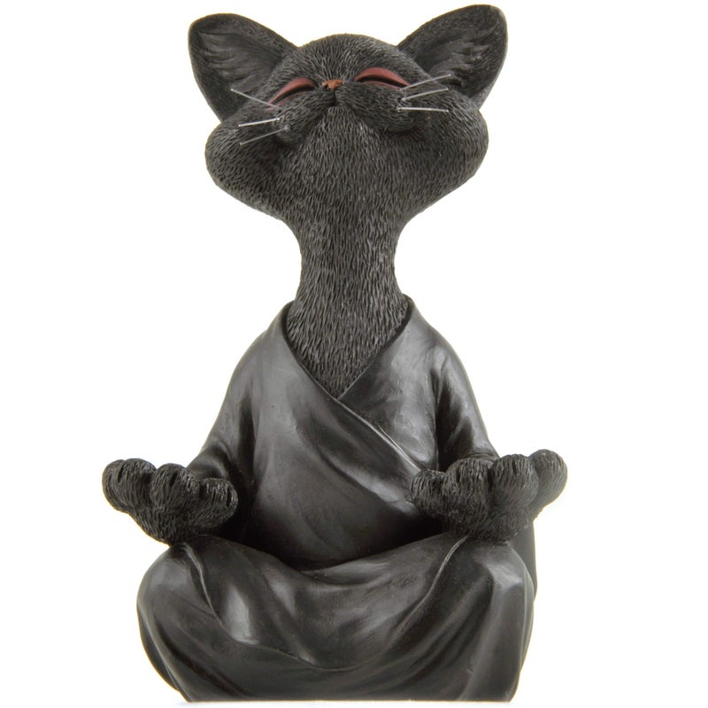 JFSM INC. 5" Whimsical Happy Cat Buddha Figurine â€“ Zen-Inspired Resin Cat Statue â€“ Meditating Animal Sculpture for Mindful Home or Office Decor â€“ Peaceful Gift for Cat Lovers and Yoga Fans - Image 1